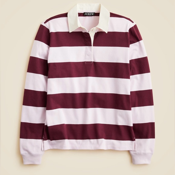 J.Crew New premium-weight classic rugby shirt in iced red - Picture 4 of 8